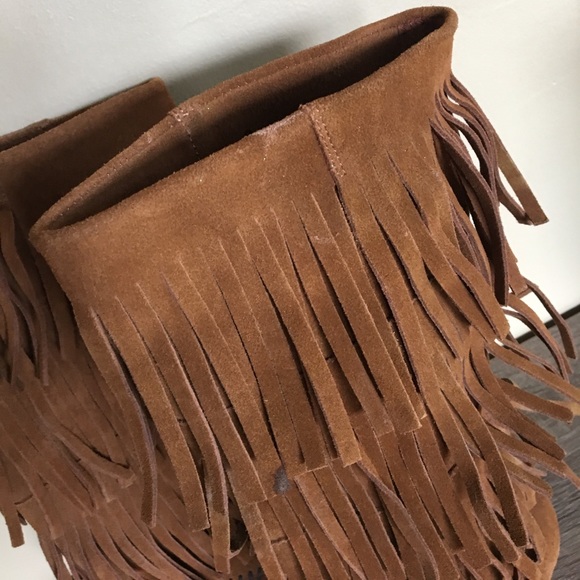 Yellow Box Boots Leather Fringe Moccasin - Picture 3 of 4